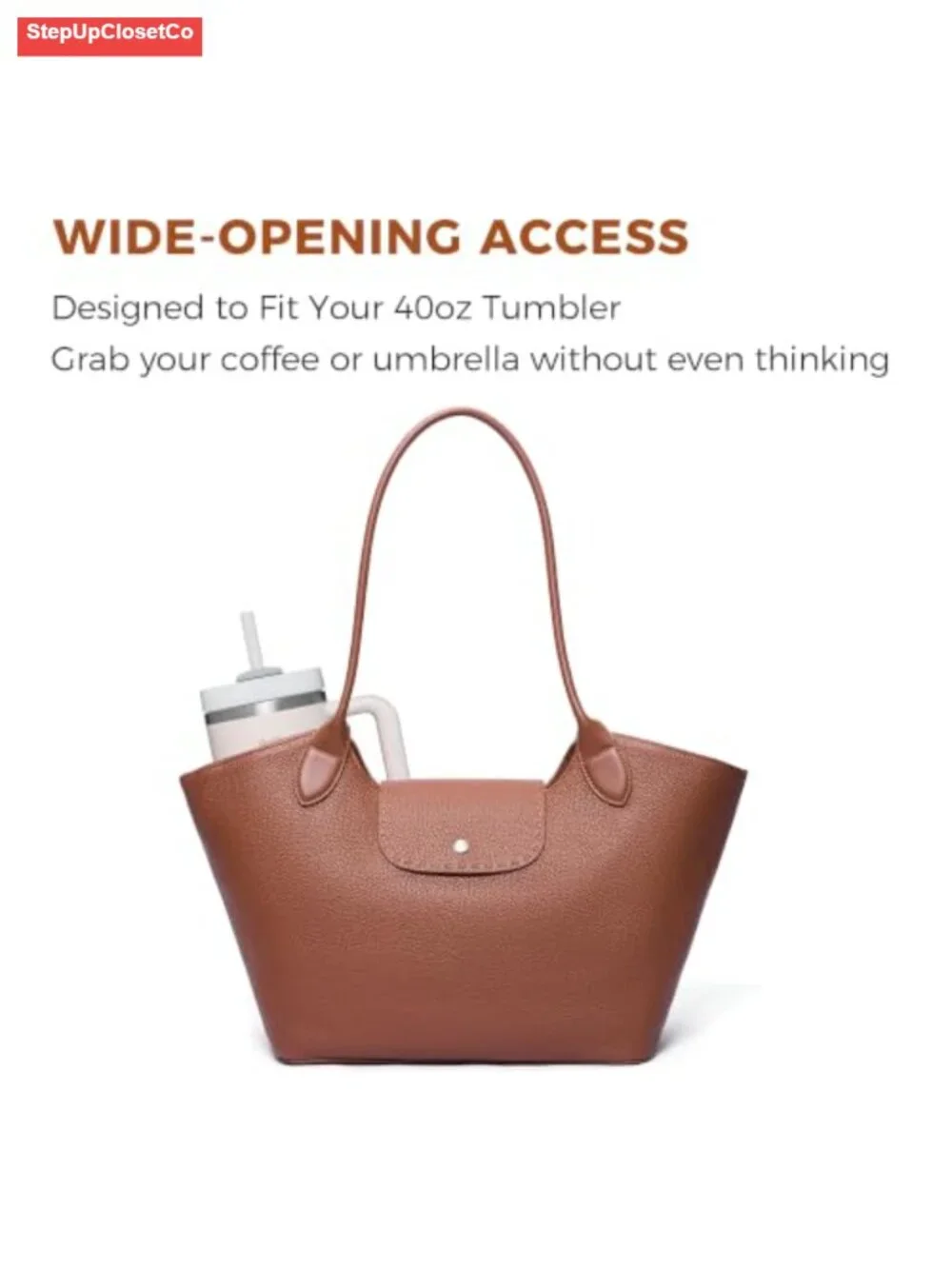 Genuine Leather Tote Bag for Women Minimalist Roomy Shoulder Purse